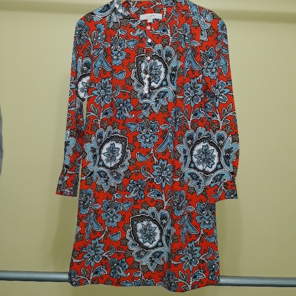 Loft Floral Paisley Shirt Dress
